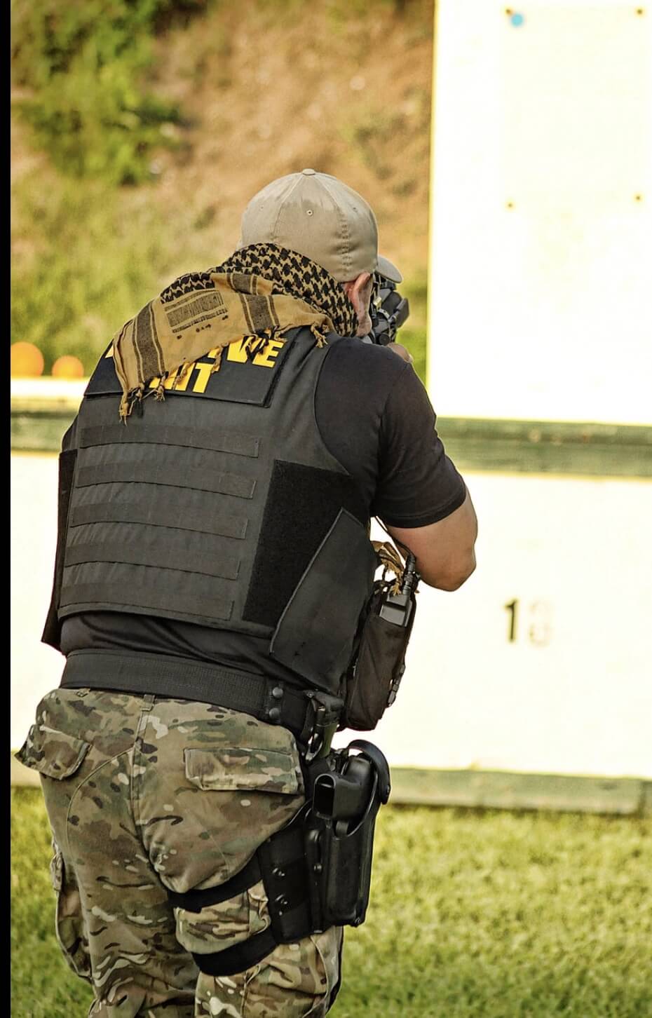 shooting rifle a gun range towards paper target